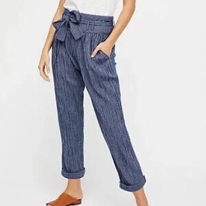 Free People Rumors‎ Striped Pants Blue White High Rise Size 4